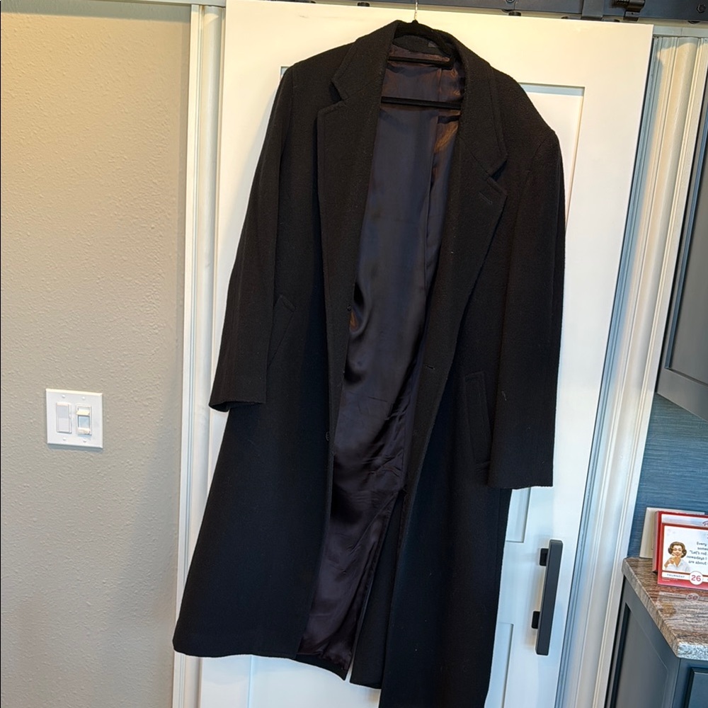 Men's Black Wool Overcoat